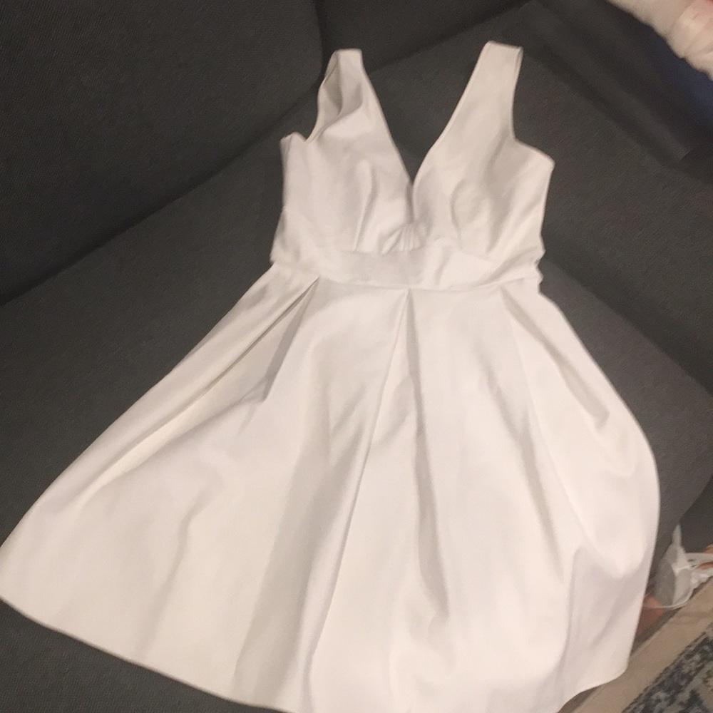 Fake leather white dress